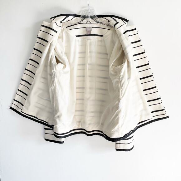 NWOT Chico’s Cream Striped Open Front Jacket Blazer - Picture 7 of 10